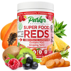 Parker Naturals SuperFood Reds Organic Antioxidant Powder:Supports Energy! Probiotics, Vitamins, Minerals with Benefits from SuperFruits &Greens.Amazing Taste! Vegan&Gluten Free